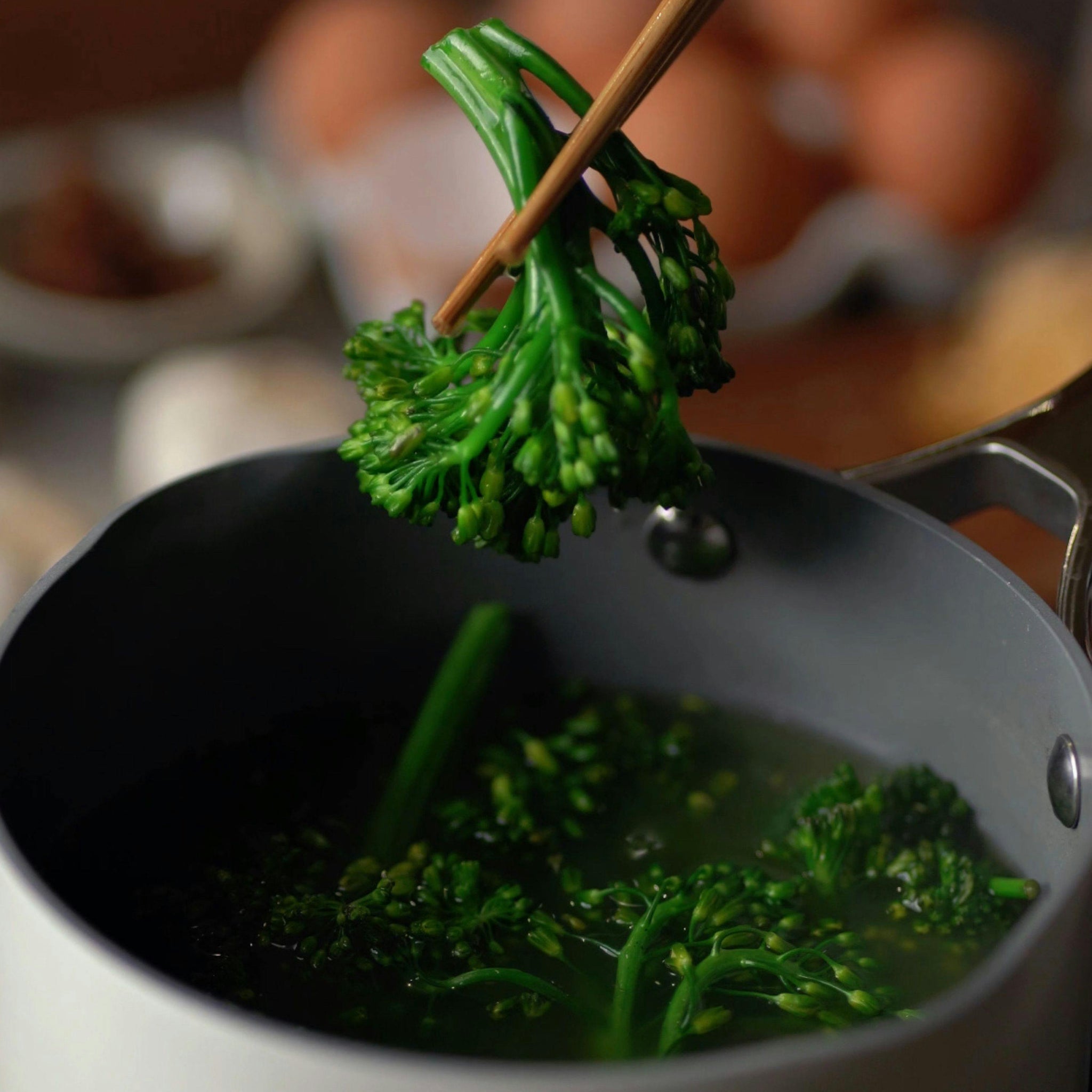 Charred Broccolini with Roasted Black Garlic Drizzle