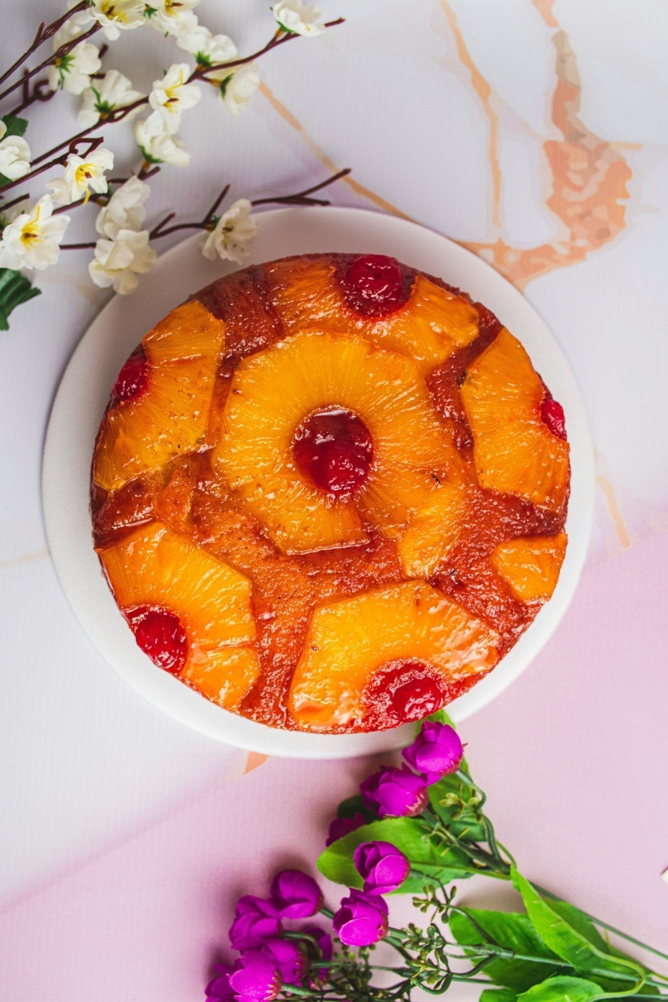 Pineapple Upside-Down Cake with Spicy Caramel Glaze - Ark Pepper Co.