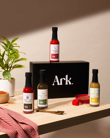 Ark Pepper Co hot sauce bundle box featuring all small batch Canadian hot sauces