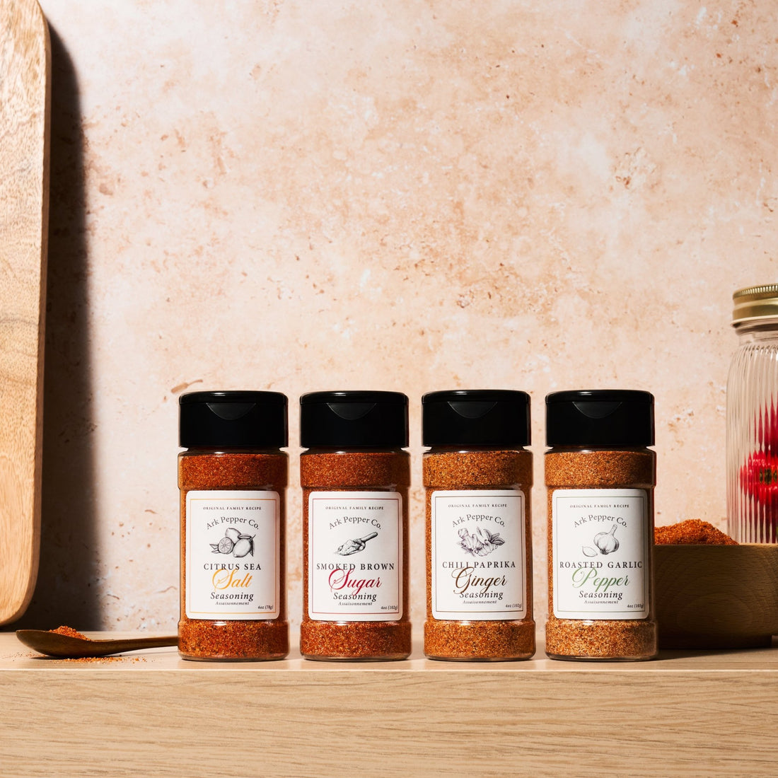 Ark Pepper Co seasoning pack featuring four small batch spice blends in gift set packaging